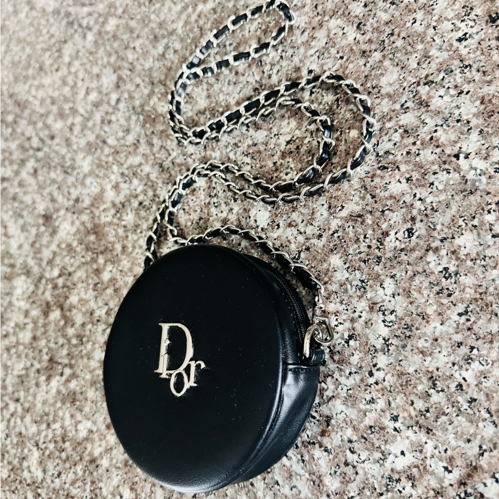 Dior Black Leather Round Pochette with Silver & Black Leather crossbody strap - Picture 3 of 16